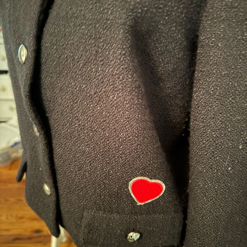 Anthropologie Black and Red Blazer with Heart Detail - Picture 7 of 12